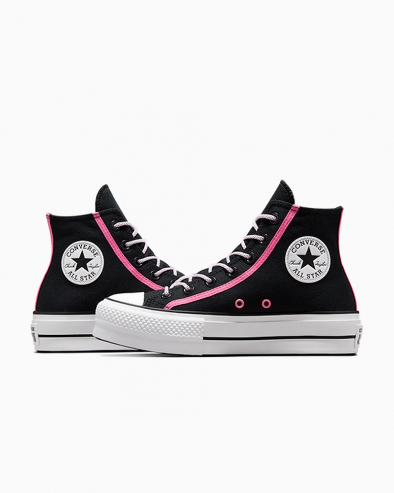 Converse Chuck Taylor All Star Lift Plataforma Utility Twist Pretas Rosa Branco | 9165-EYSRO