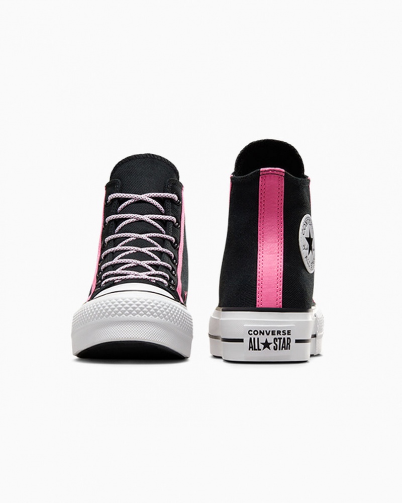 Converse Chuck Taylor All Star Lift Plataforma Utility Twist Pretas Rosa Branco | 9165-EYSRO