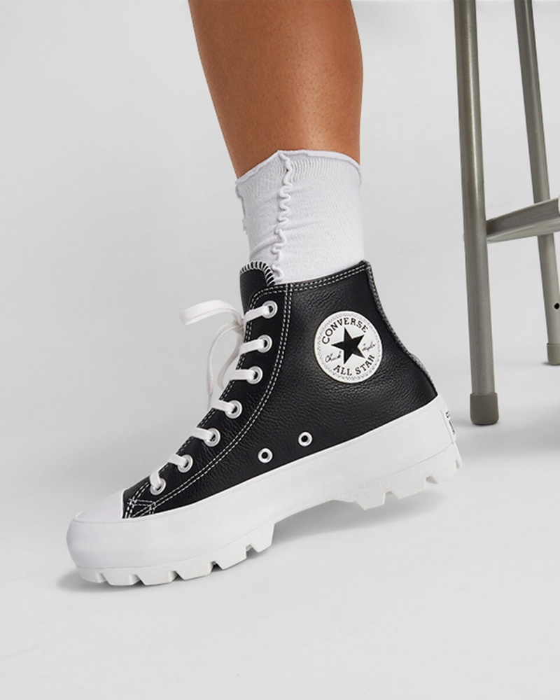 Converse Chuck Taylor All Star Lugged Couro Pretas Branco Branco | 5873-NQKMV