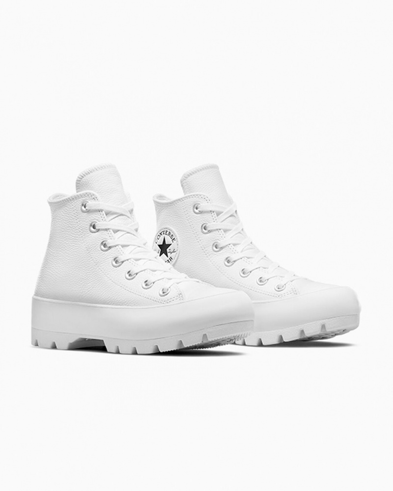 Converse Chuck Taylor All Star Lugged Couro Branco Pretas Branco | 2976-YCXNW