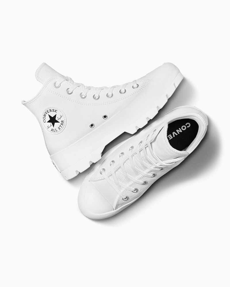 Converse Chuck Taylor All Star Lugged Couro Branco Pretas Branco | 2976-YCXNW