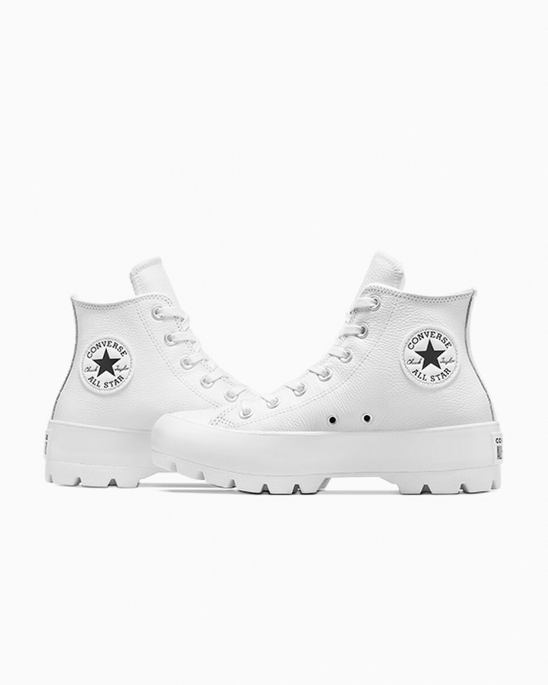 Converse Chuck Taylor All Star Lugged Couro Branco Pretas Branco | 2976-YCXNW