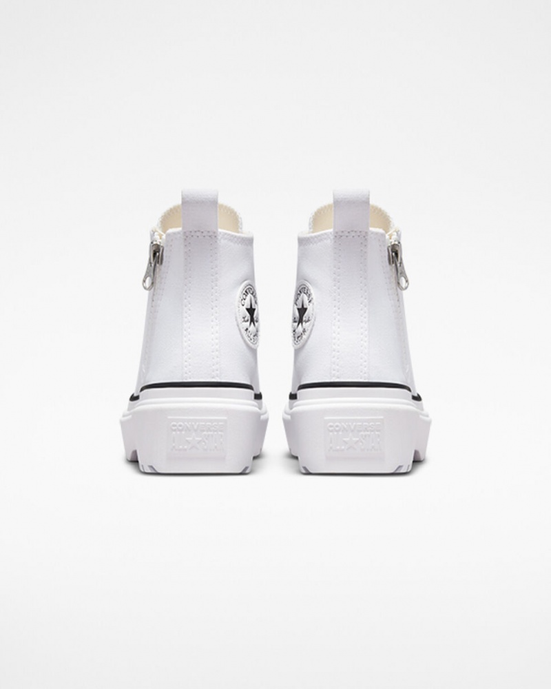 Converse Chuck Taylor All Star Lugged Lift Plataforma Lona Branco Branco Pretas | 5291-WMDAZ