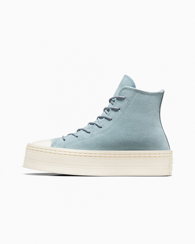 Converse Chuck Taylor All Star Modern Lift Plataforma Camurça Azuis | 2680-TUZNH