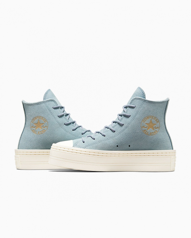 Converse Chuck Taylor All Star Modern Lift Plataforma Camurça Azuis | 2680-TUZNH