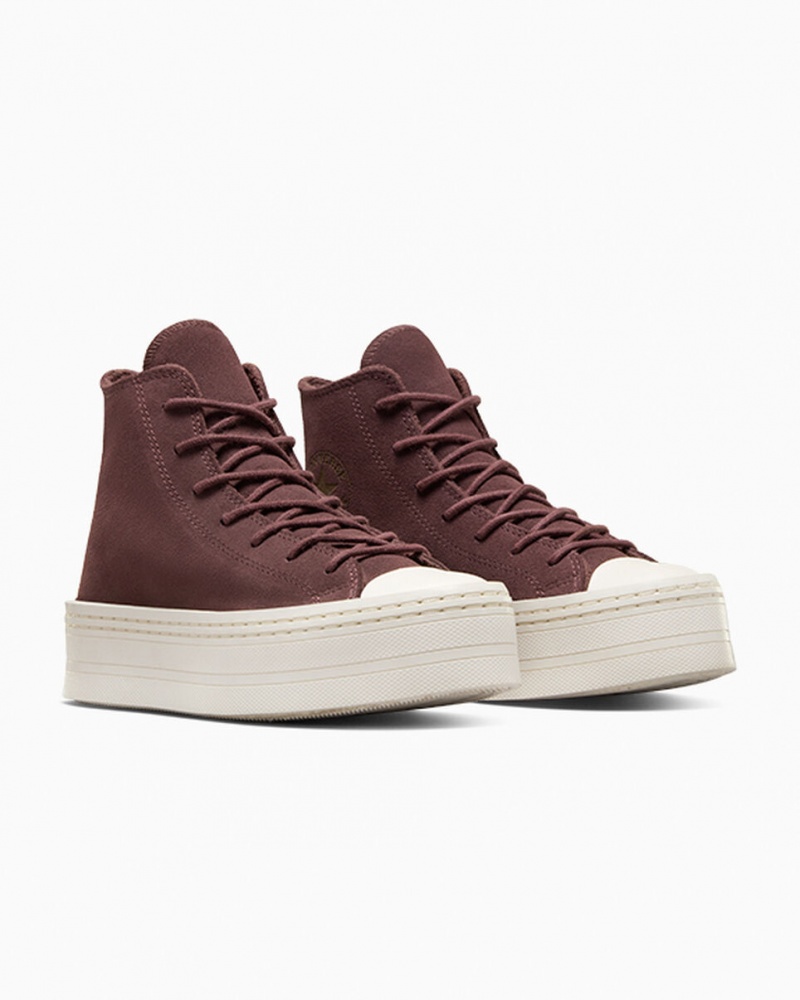 Converse Chuck Taylor All Star Modern Lift Plataforma Camurça Marrom | 2491-GFQMX