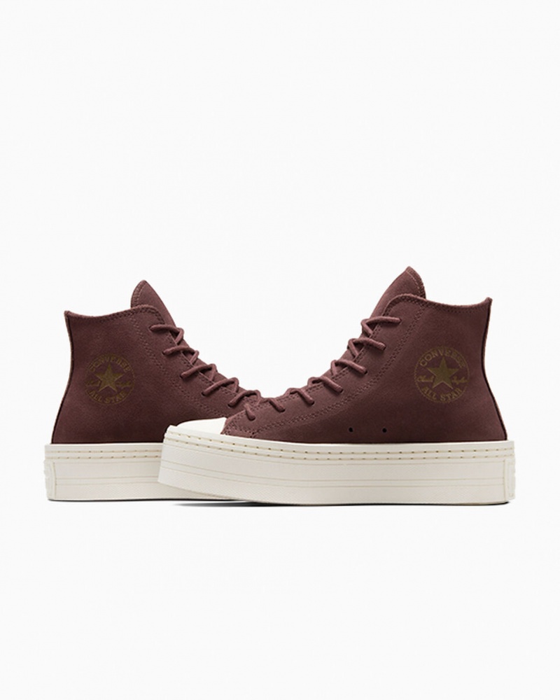 Converse Chuck Taylor All Star Modern Lift Plataforma Camurça Marrom | 2491-GFQMX