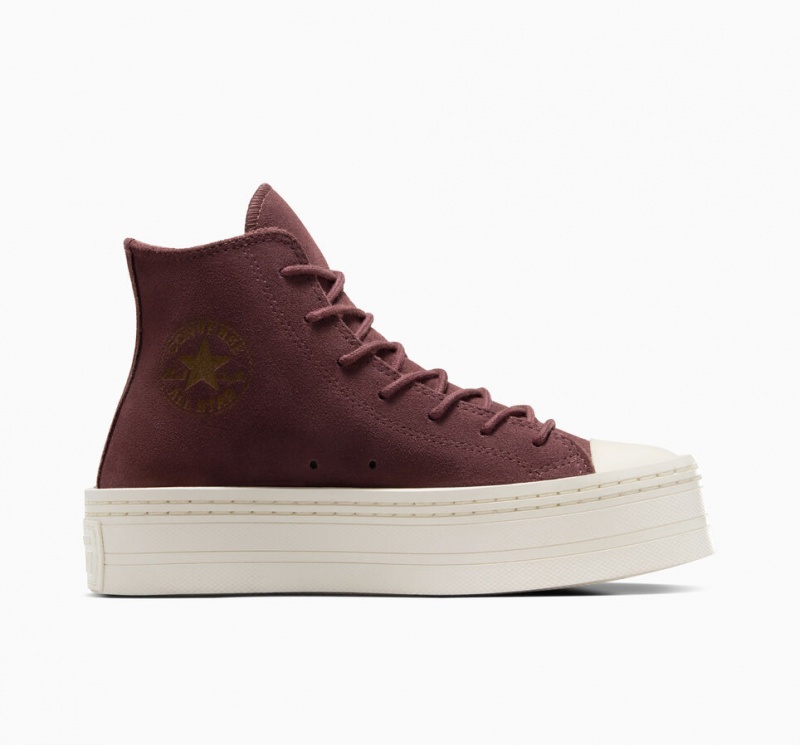 Converse Chuck Taylor All Star Modern Lift Plataforma Camurça Marrom | 2491-GFQMX