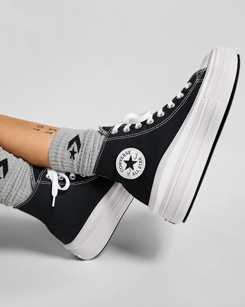 Converse Chuck Taylor All Star Move Plataforma Pretas Branco | 6913-RKEMY