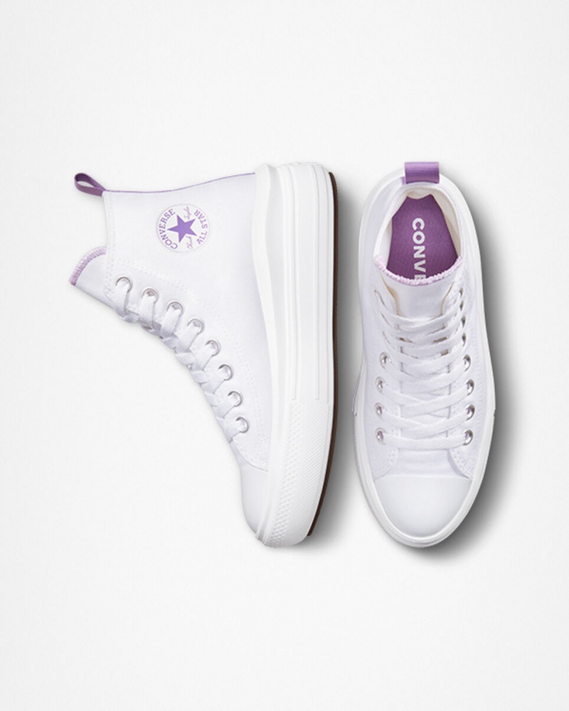 Converse Chuck Taylor All Star Move Plataforma Branco Roxo Branco | 2567-AUOQY