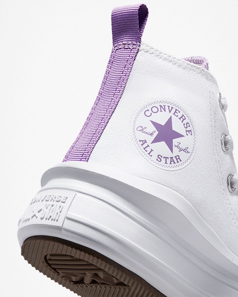 Converse Chuck Taylor All Star Move Plataforma Branco Roxo Branco | 6570-LSRTP