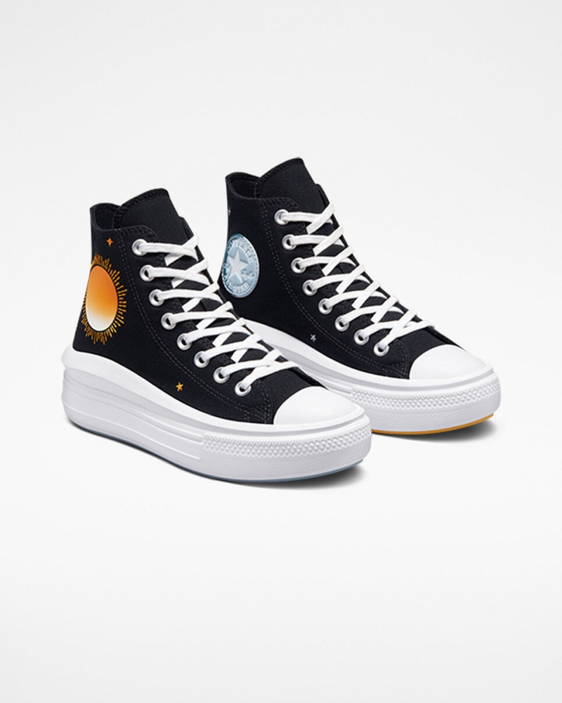 Converse Chuck Taylor All Star Move Plataforma Celestial Pretas Amarelas | 4837-OTRIQ