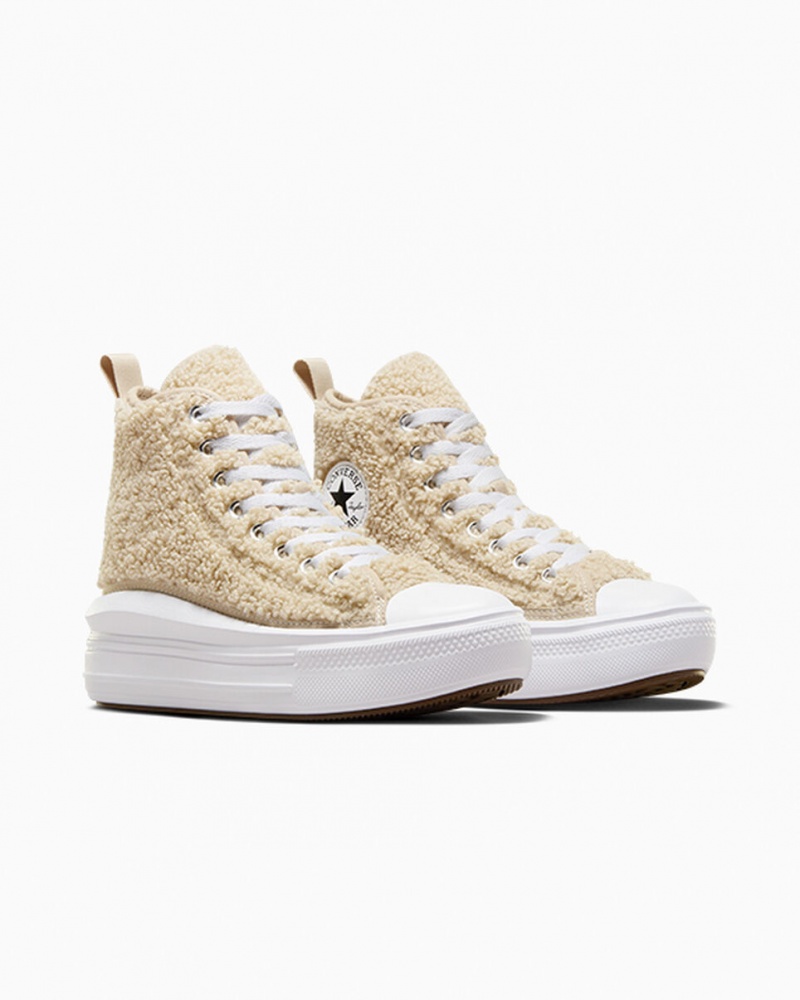 Converse Chuck Taylor All Star Move Plataforma Sherpa Branco Pretas | 8791-LISBQ