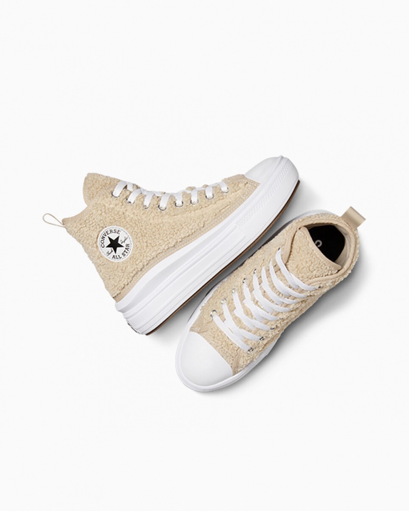 Converse Chuck Taylor All Star Move Plataforma Sherpa Branco Pretas | 8791-LISBQ