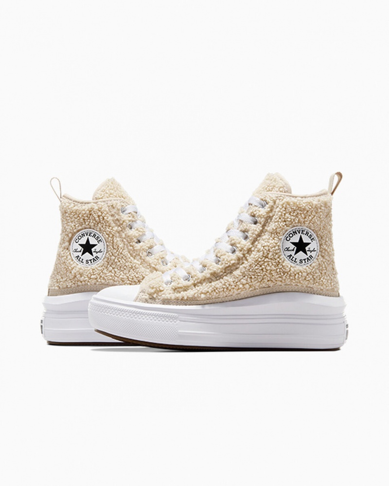 Converse Chuck Taylor All Star Move Plataforma Sherpa Branco Pretas | 8791-LISBQ