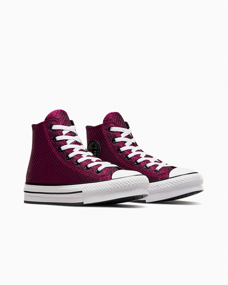 Converse Chuck Taylor All Star Plataforma Lift Sparkle Rosa Branco Pretas | 6741-ESVLD