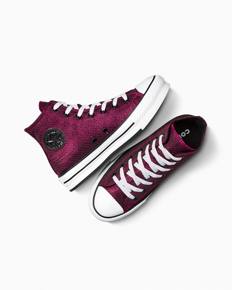 Converse Chuck Taylor All Star Plataforma Lift Sparkle Rosa Branco Pretas | 6741-ESVLD