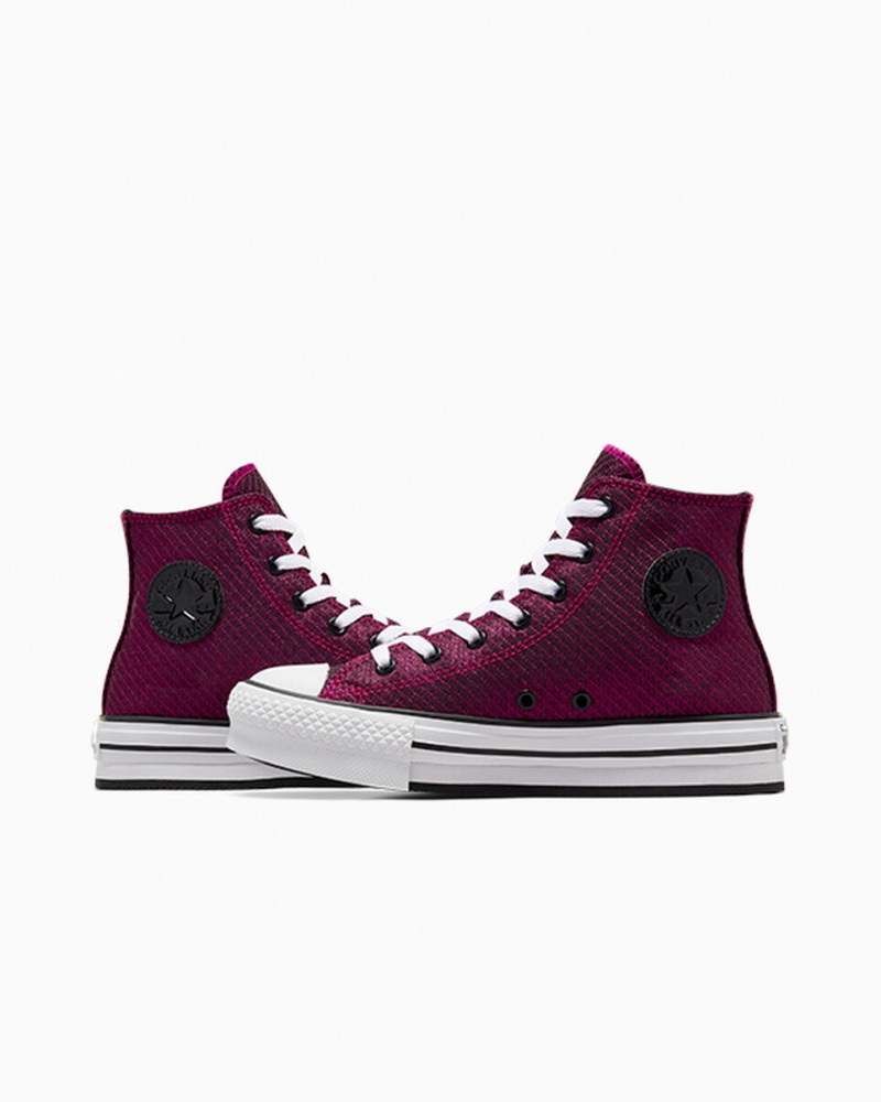 Converse Chuck Taylor All Star Plataforma Lift Sparkle Rosa Branco Pretas | 6741-ESVLD