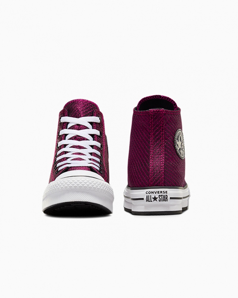 Converse Chuck Taylor All Star Plataforma Lift Sparkle Rosa Branco Pretas | 6741-ESVLD