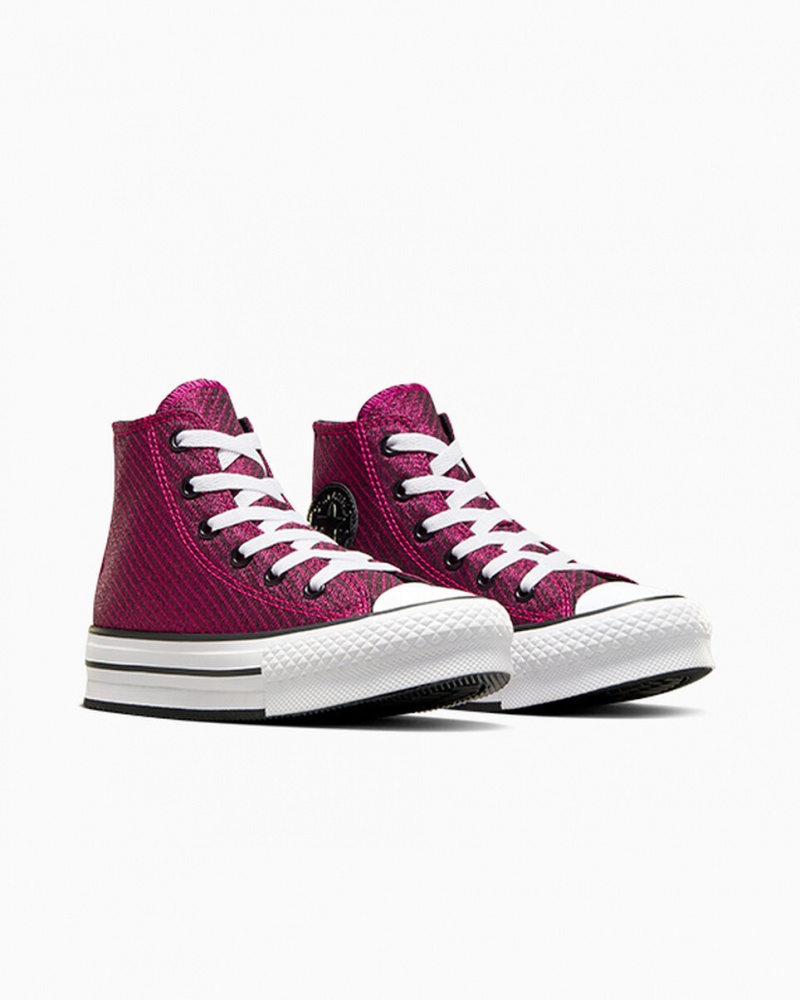 Converse Chuck Taylor All Star Plataforma Lift Sparkle Rosa Branco Pretas | 1054-OUZSI