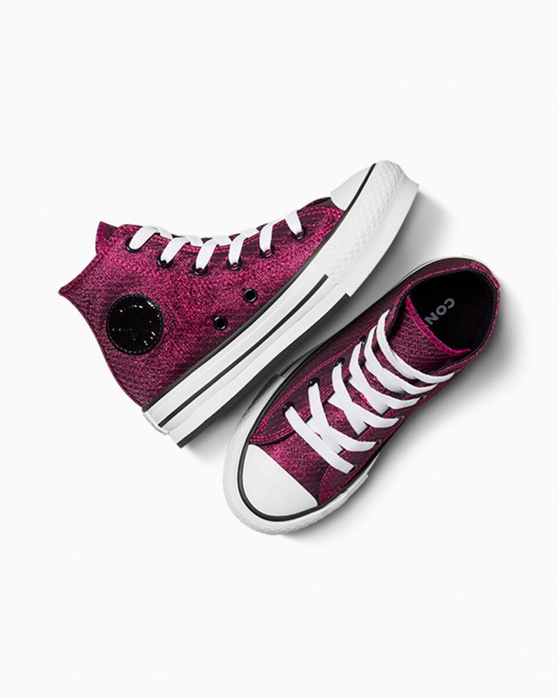 Converse Chuck Taylor All Star Plataforma Lift Sparkle Rosa Branco Pretas | 1054-OUZSI