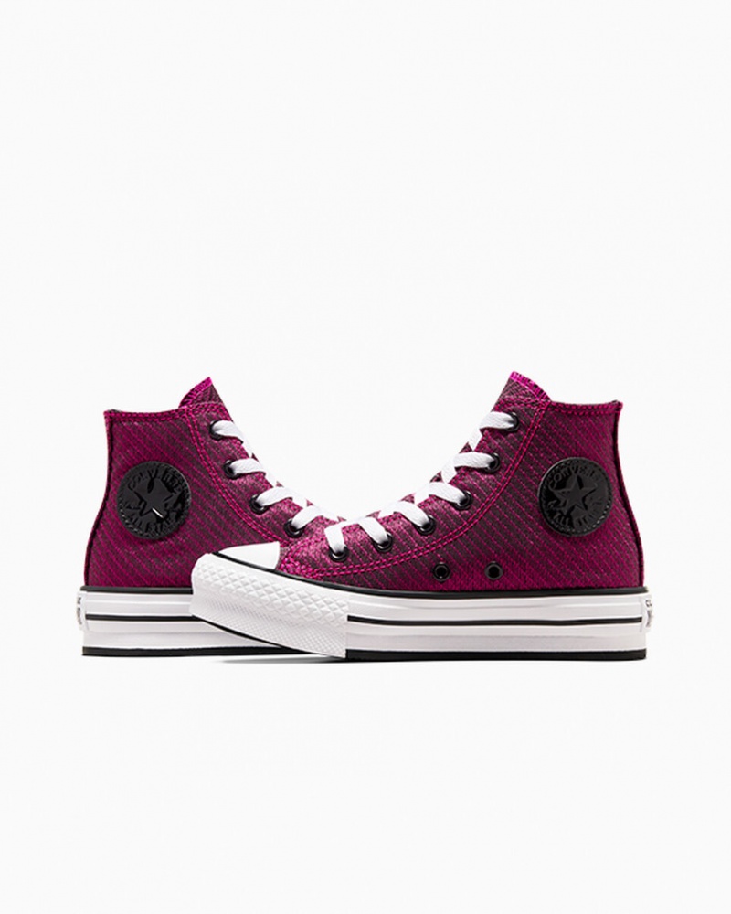 Converse Chuck Taylor All Star Plataforma Lift Sparkle Rosa Branco Pretas | 1054-OUZSI