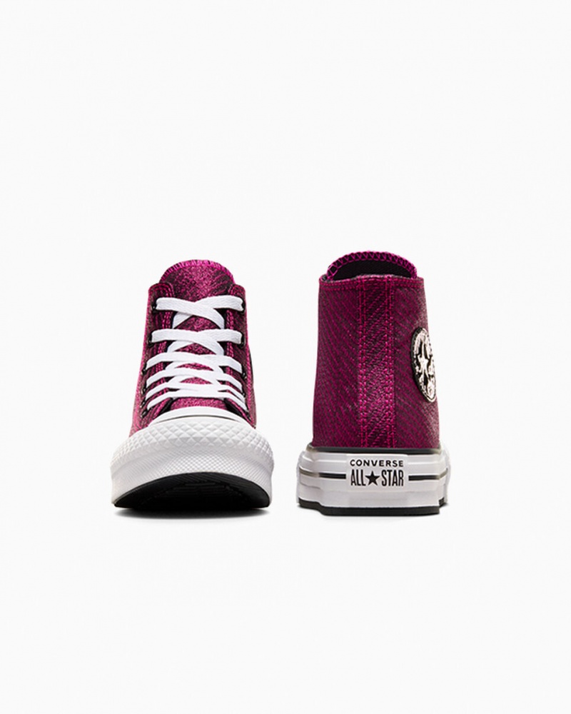 Converse Chuck Taylor All Star Plataforma Lift Sparkle Rosa Branco Pretas | 1054-OUZSI