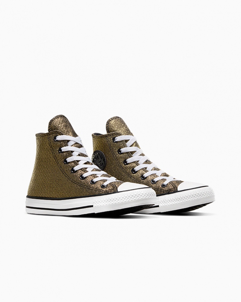 Converse Chuck Taylor All Star Sparkle Pretas Douradas Branco | 3471-FPAVQ