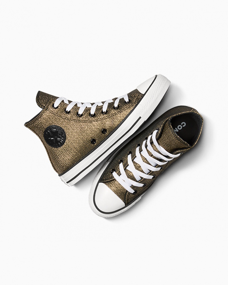 Converse Chuck Taylor All Star Sparkle Pretas Douradas Branco | 3471-FPAVQ