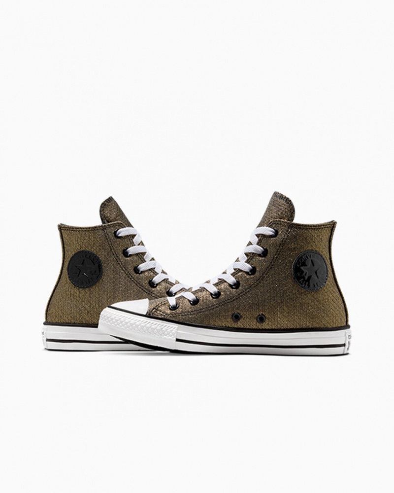 Converse Chuck Taylor All Star Sparkle Pretas Douradas Branco | 3471-FPAVQ