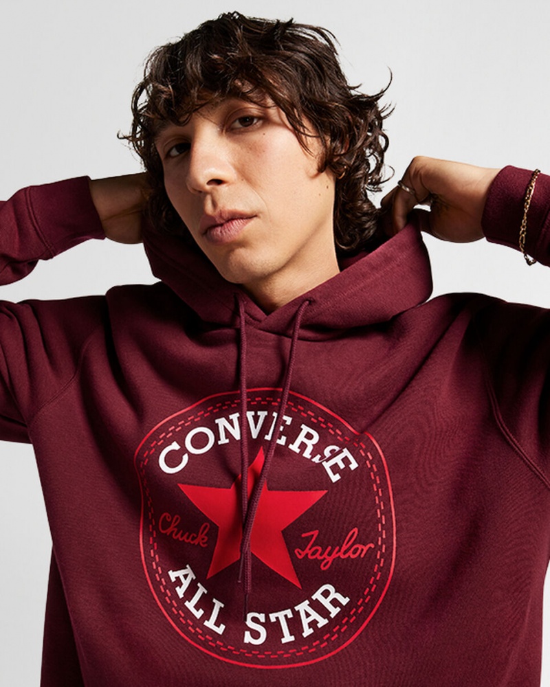 Converse Converse Go-To All Star Patch Standard-Fit Fleece Pullover Hoodie Azul Claro | 4276-JHXZP