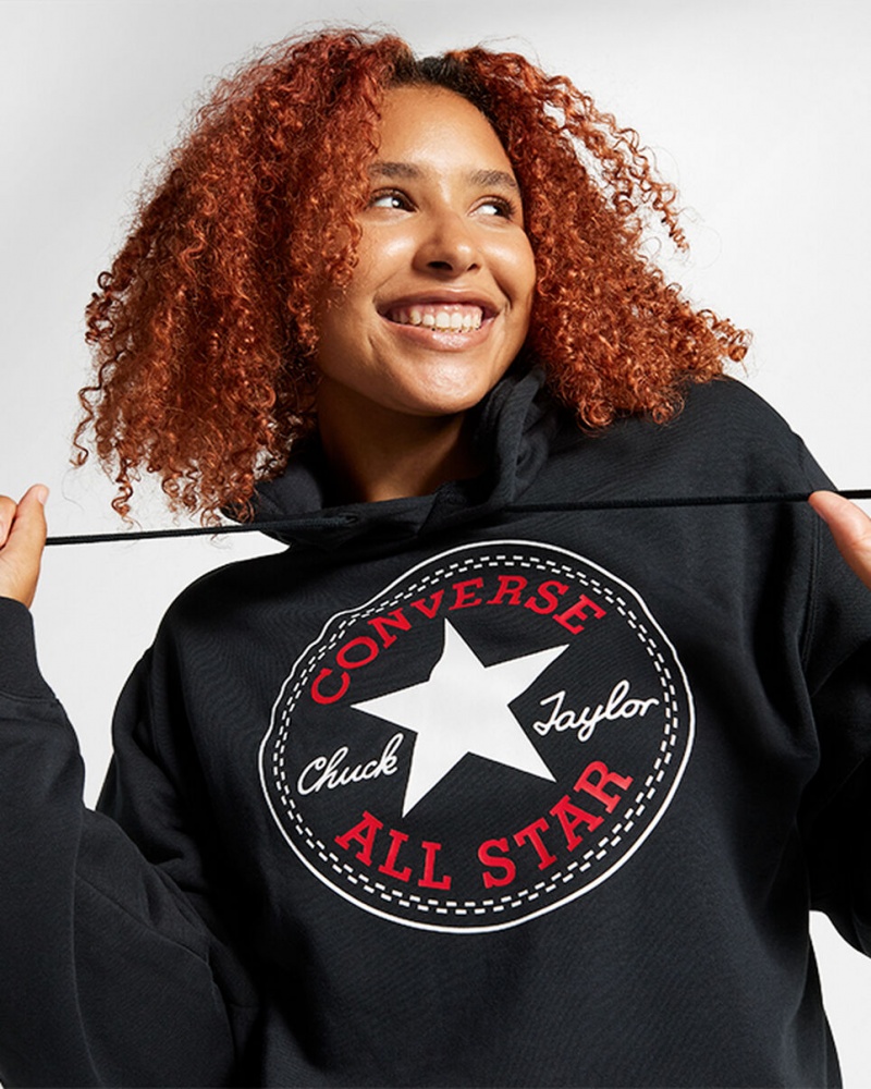 Converse Converse Go-To All Star Patch Standard-Fit Fleece Pullover Hoodie Pretas | 8129-SWINJ