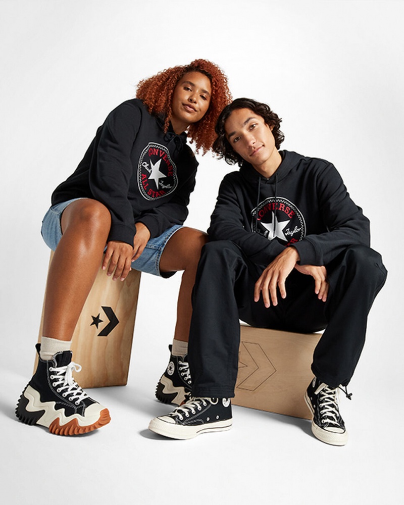 Converse Converse Go-To All Star Patch Standard-Fit Fleece Pullover Hoodie Pretas | 8129-SWINJ