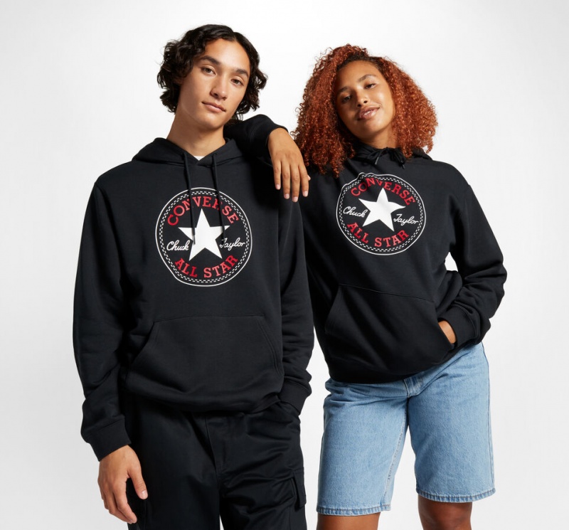 Converse Converse Go-To All Star Patch Standard-Fit Fleece Pullover Hoodie Pretas | 8129-SWINJ