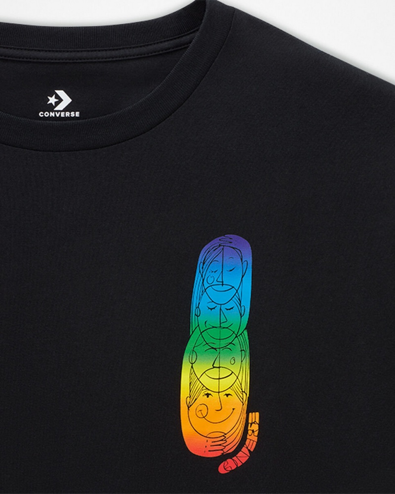 Converse Converse Go-To All Star Pride Deconstructed Gráficas T-Shirt Pretas | 2786-AWMJO