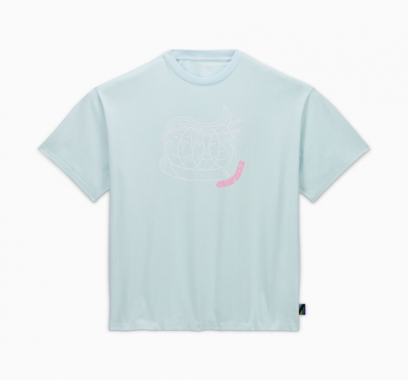 Converse Converse Go-To All Star Pride Together T-Shirt Aqua Mist | 3546-GYEZP