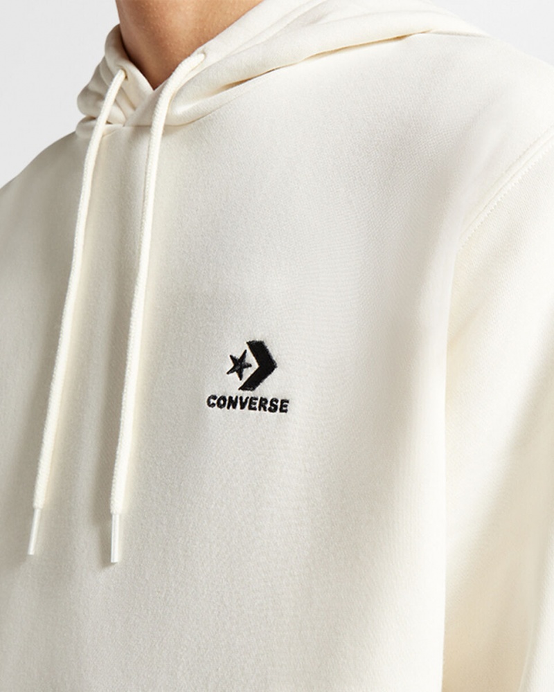 Converse Converse Go-To Embroidered Star Chevron Standard-Fit Fleece Hoodie Egret | 9430-IXAVB