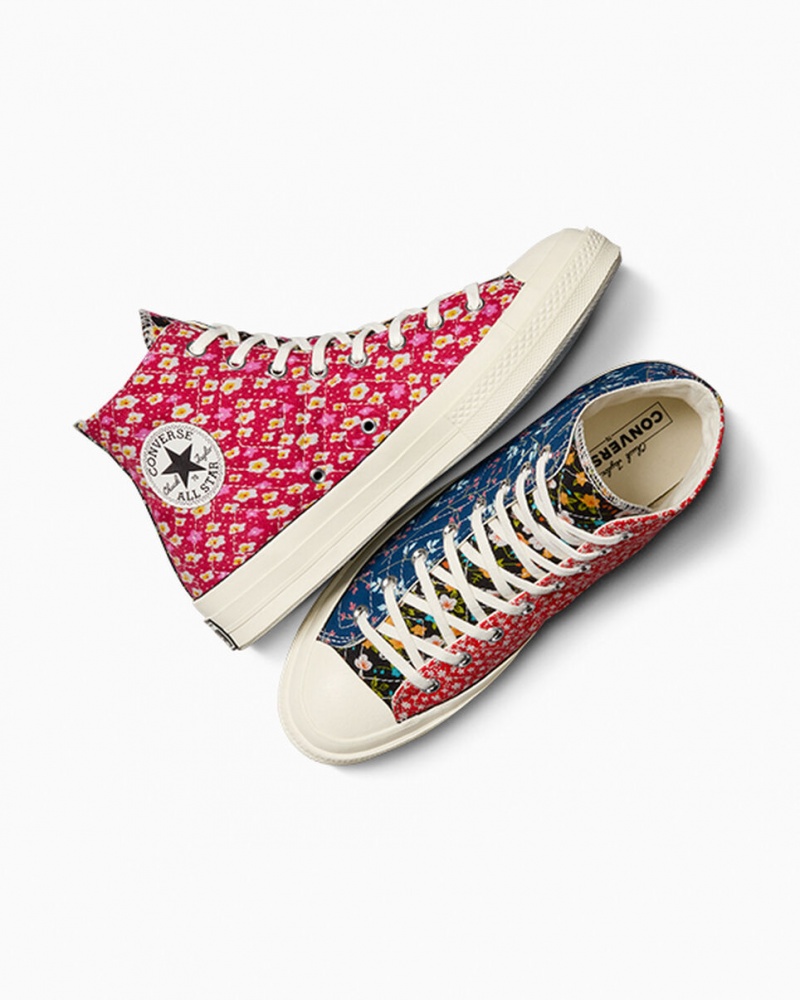 Converse Converse Upcycled Floral Chuck 70 Pretas Vermelhas Azuis | 0963-RABPJ