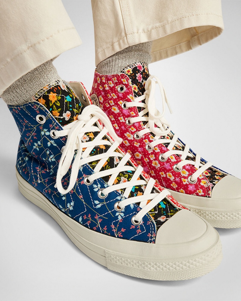 Converse Converse Upcycled Floral Chuck 70 Pretas Vermelhas Azuis | 0963-RABPJ