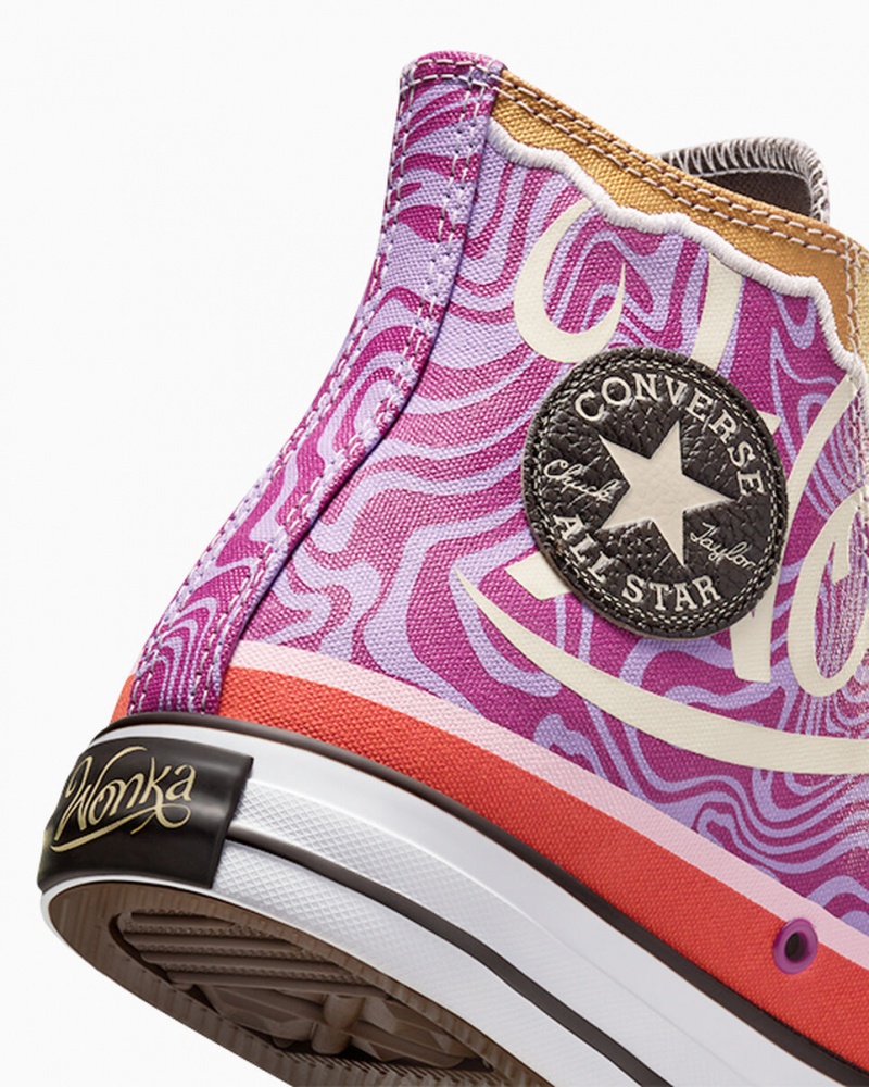 Converse Converse x Wonka Chuck Taylor All Star Swirl Roxo Branco Pretas | 4072-GVXIO