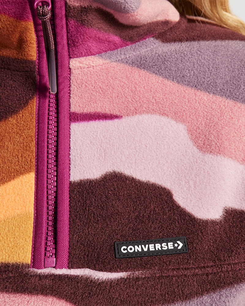 Converse Counter Climate Polar Fleece Abstract Half-Zip Popover Phantom Violet Multi | 3581-SUVTM