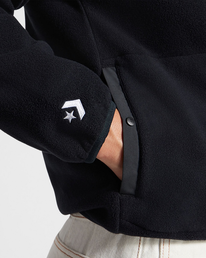 Converse Counter Climate Polar Fleece Half-Zip Popover Pretas | 7051-ECUXH