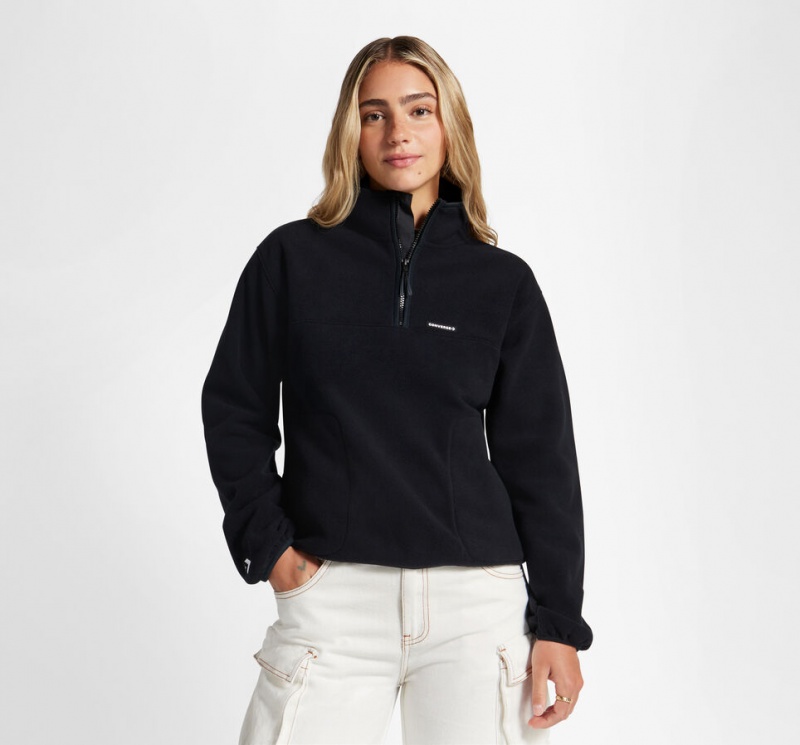 Converse Counter Climate Polar Fleece Half-Zip Popover Pretas | 7051-ECUXH