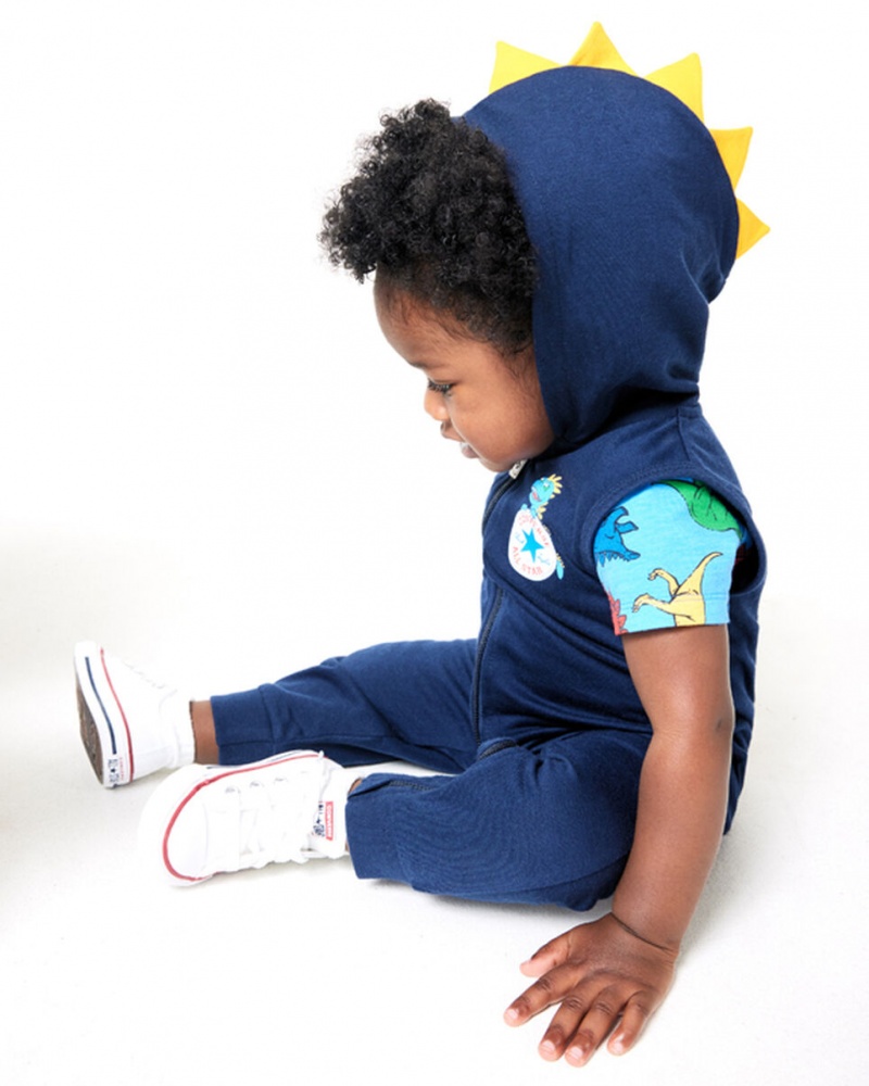 Converse Dino Explorer Encapuzado Coverall & Bodysuit Set Azul Marinho | 8327-NRCSM