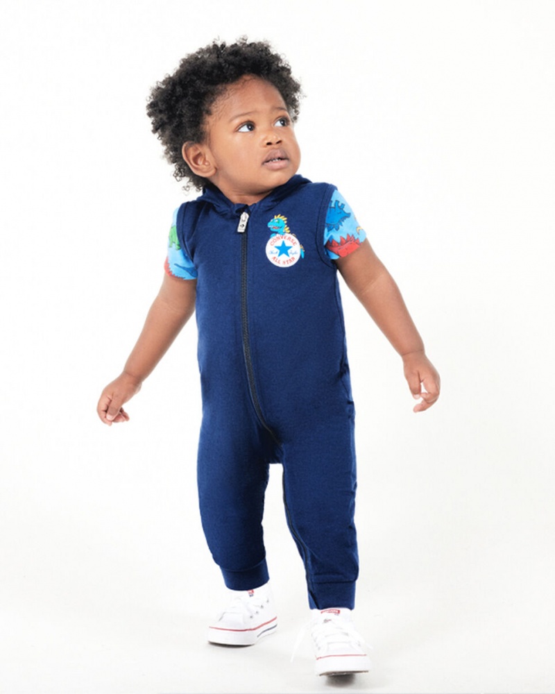 Converse Dino Explorer Encapuzado Coverall & Bodysuit Set Azul Marinho | 8327-NRCSM