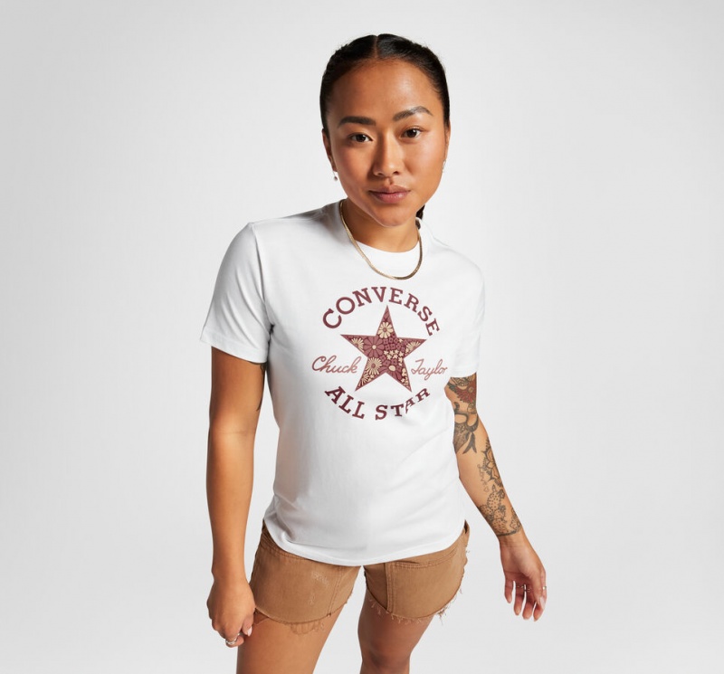 Converse Floral Patch T-Shirt Branco | 2560-MUIQE