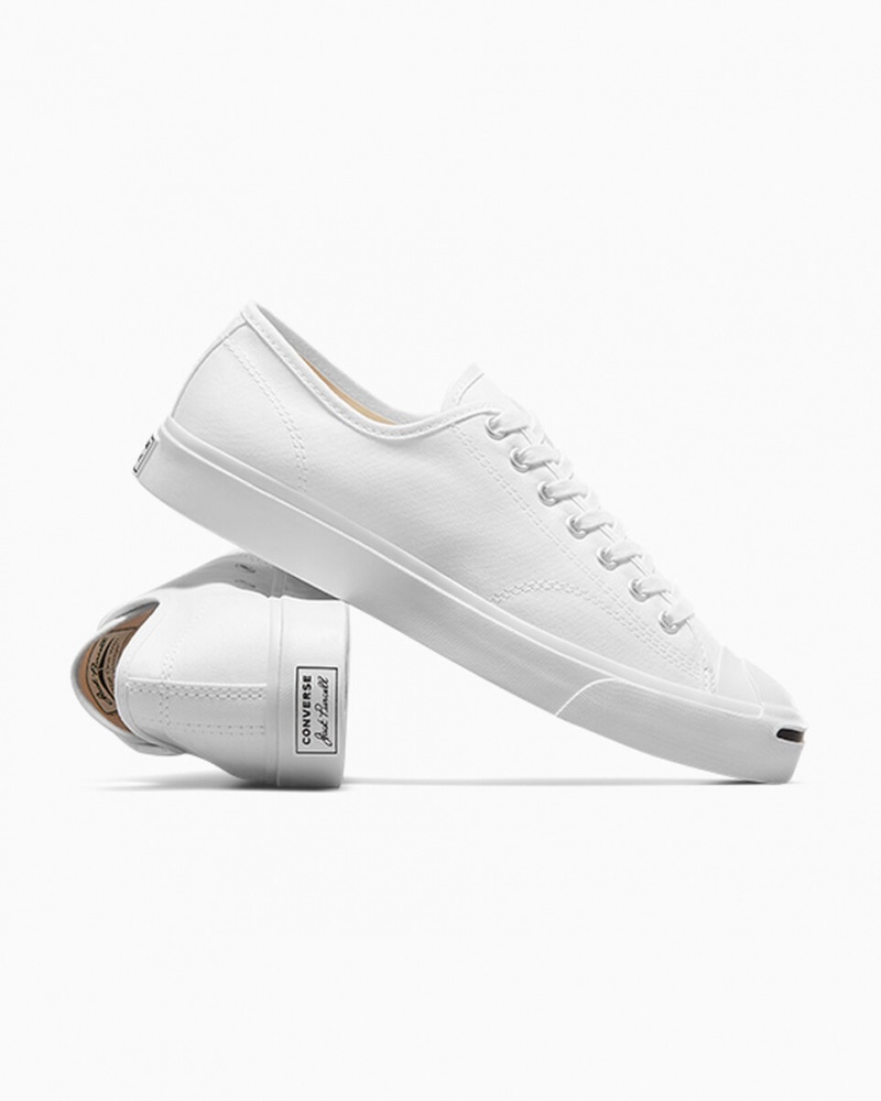 Converse Jack Purcell Branco Branco Pretas | 1829-OBVYF