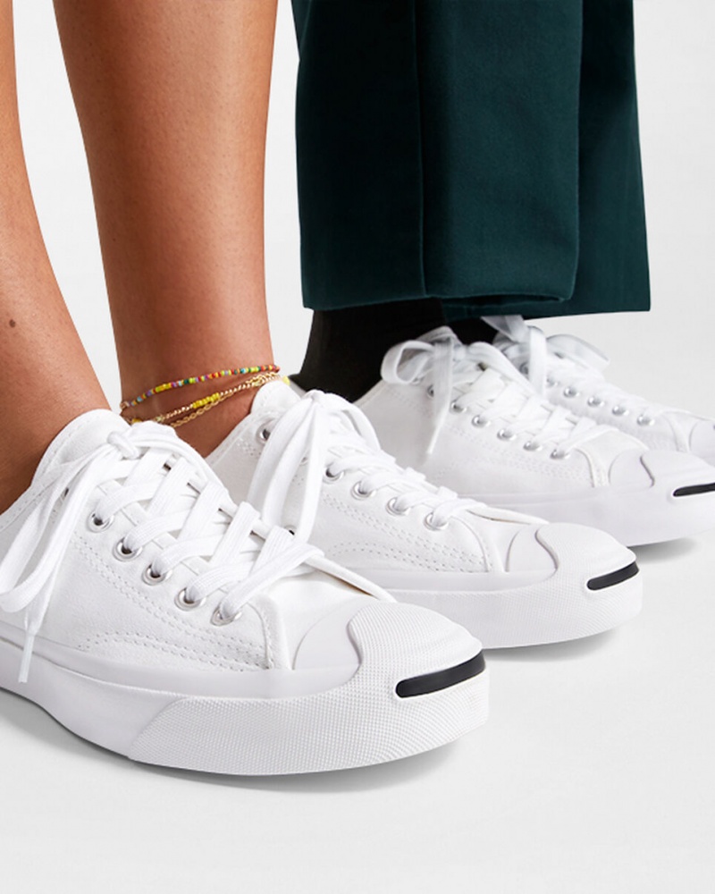 Converse Jack Purcell Branco Branco Pretas | 1829-OBVYF