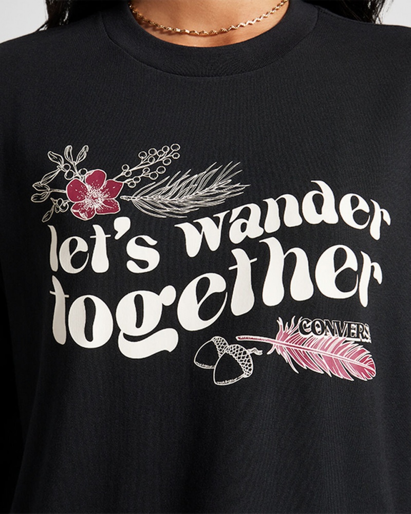 Converse Let's Wander Together Long Sleeve T-Shirt Pretas | 3648-ZPMOF