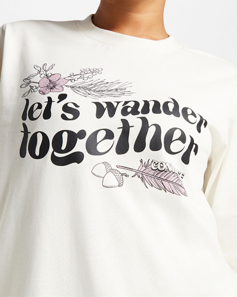 Converse Let's Wander Together Long Sleeve T-Shirt Egret | 4580-WCUYN